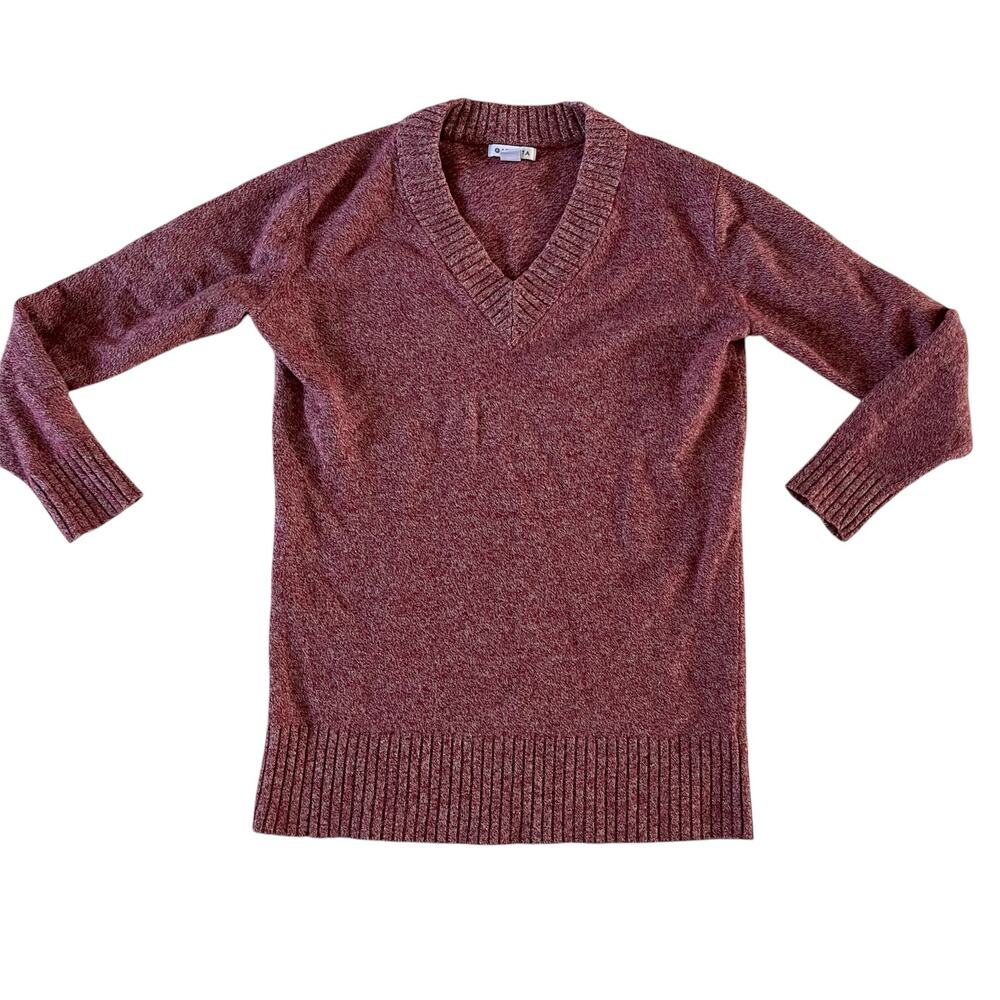 Athleta Soft Wool Cashmere Red V Neck Pullover Sweater Wmns S Preppy Casual